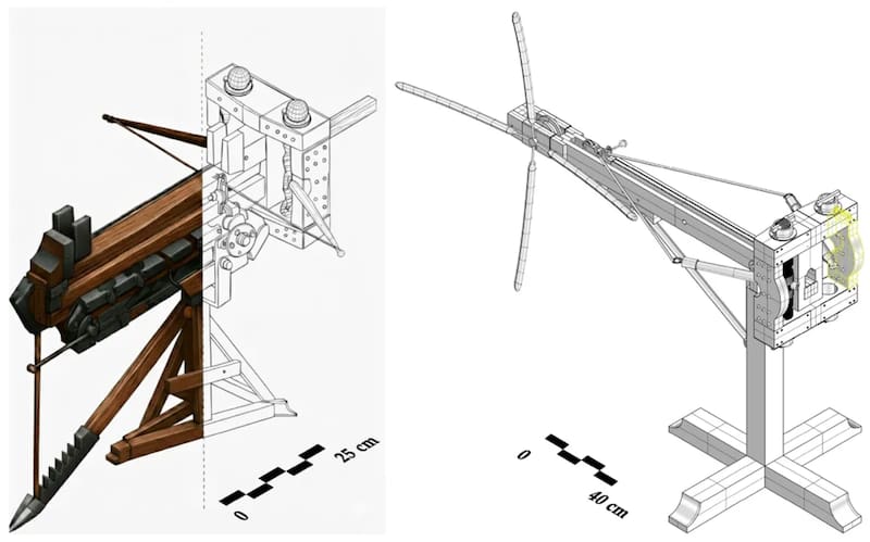 Planos de cómo habría funcionado el arma encontrada (Fuente: Universidad de Campania).
