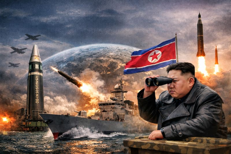 Corea del Norte ha realizado múltiples pruebas de misiles balísticos, incluidos modelos de largo alcance capaces de recorrer miles de kilómetros. Imagen ilustrativa generada con Inteligencia Artificial