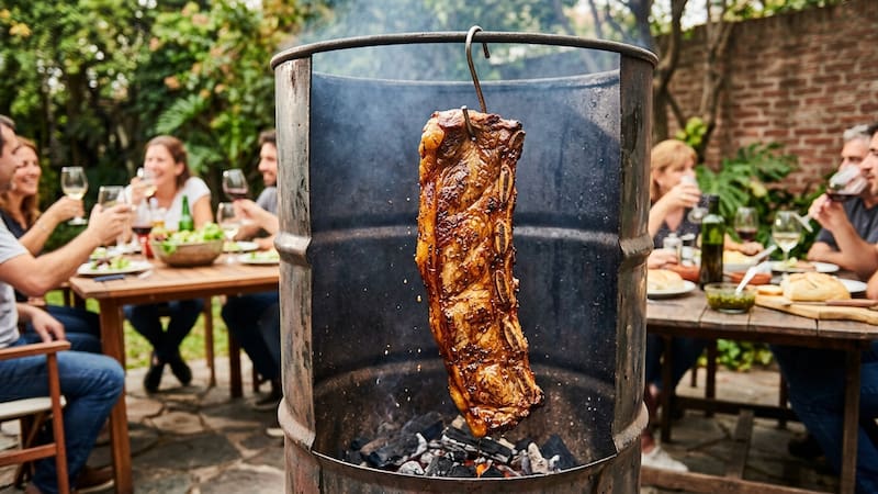 Asado en barril.