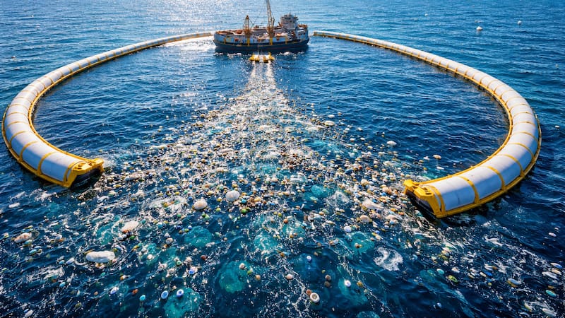 Construyen la aspiradora más grande del mundo: podría limpiar todo el plástico del océano y evitar la crisis más grande de la historia (Imagen ilustrativa generada con Chat GPT)