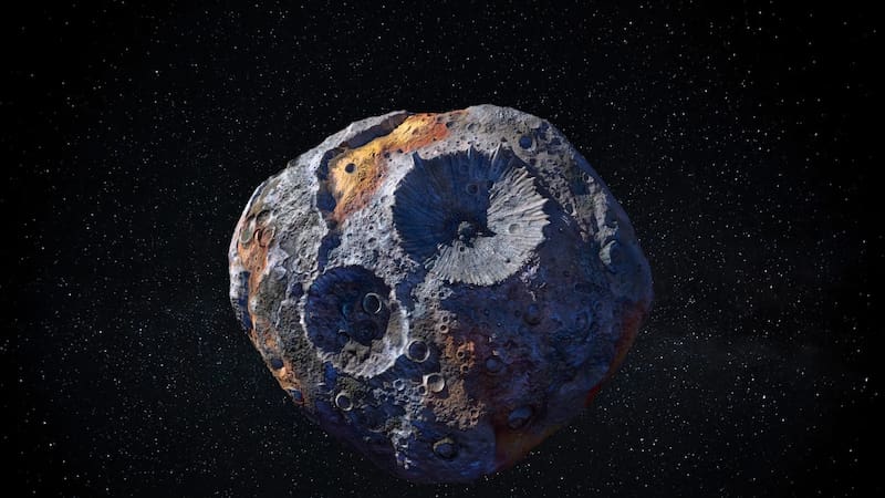 El asteroide Psyche presenta una alta concentración de metales, como hierro, níquel y trazas de oro, lo que lo convierte en un objeto único dentro del sistema solar. Imagen: archivo.