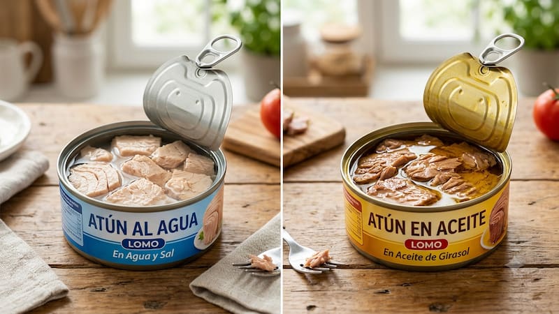 Aunque ambos provienen del mismo pescado, el atún en aceite y el atún en agua presentan diferencias en su contenido de grasas, calorías, sabor y usos en la cocina.