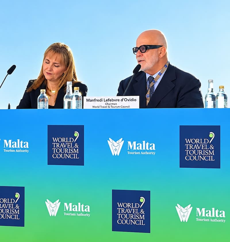 Gloria Guevara y Manfredi Lefebvre, CEO y presidente de la WTTC respectivamente.