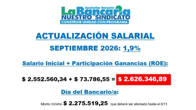 Bono por el Día del Bancario.