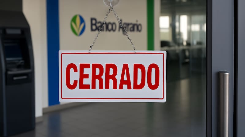 Cierra el Banco Agrario y Bancolombia en Colombia: la entidad financiera permanecerá inactiva durante dos días en todo el país. (Imagen representada con IA)