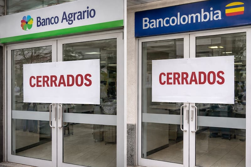 Cierran Bancolombia y Banco Agrario: todas las sedes no abren durante dos días.