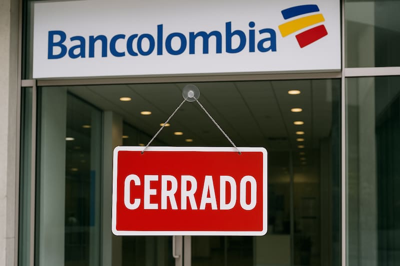 Confirmado: Bancolombia y Banco Agrario cerrarán el lunes 8 de diciembre y no habrá atención en ninguna oficina del país.