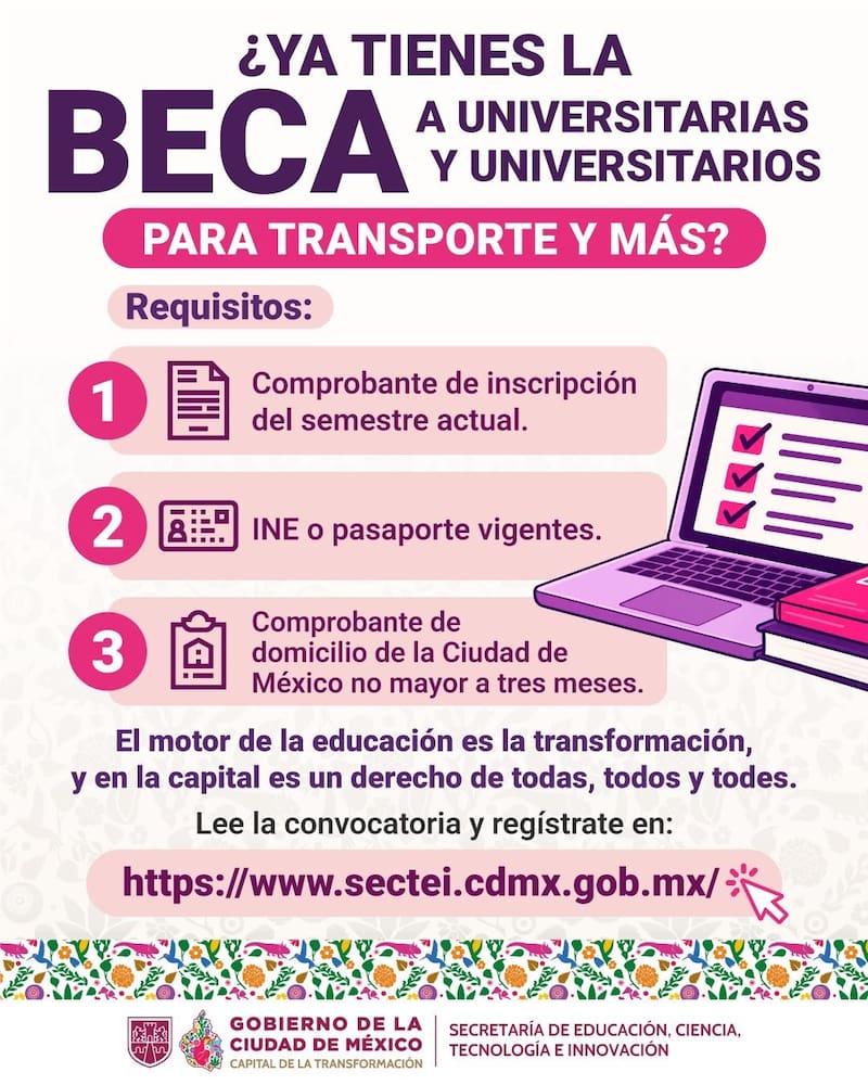 La Beca para Universitarias y Universitarios: Transporte y Más puede ser una opción para ti que entrega 1.500 pesos.