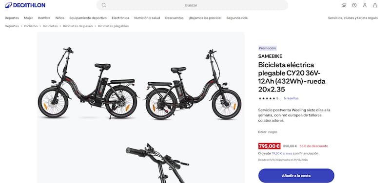 La bicicleta eléctrica mejor valorada de Decathlon: es plegable, fácil de manejar y se consigue por menos de 800 euros.