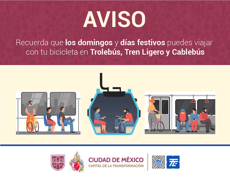 Domingos y feriados se pueden lllevar las bicicletas en el transporte público en CDMX.