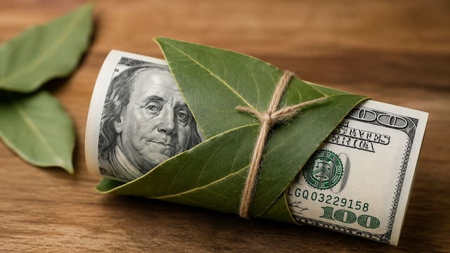 Envolver un billete de dólar con una hoja de laurel: para qué sirve y por qué lo recomiendan