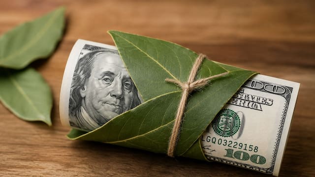 Envolver un billete de dólar con una hoja de laurel: para qué sirve y por qué muchos lo recomiendan