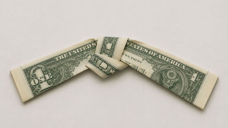 Muchos argentinos llevan en su billetera un billete de dólar con un nudo como amuleto de la buena fortuna. (Fuente: imagen ilustrativa creada con IA)