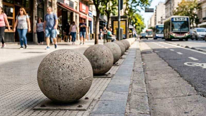 Para qué sirven las bolas de cemento en las veredas.