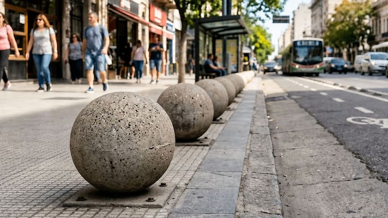 Bolas de cemento en pleno centro de Buenos Aires: para qué las colocaron y qué función cumplen.