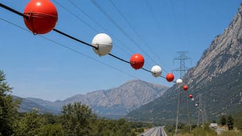 Pocos lo saben: para qué sirven las enormes bolas de colores que cuelgan de los cables eléctricos y por qué están colocadas en esos lugares