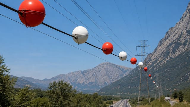 Pocos lo saben: para qué sirven las enormes bolas de colores que cuelgan de los cables eléctricos y por qué están colocadas en esos lugares