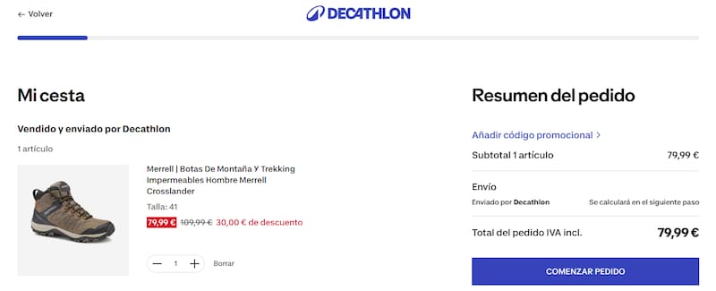 Las botas de montaña y trekking impermeables Hombre Merrell Crosslander están en descuento. (Fuente: Decathlon).