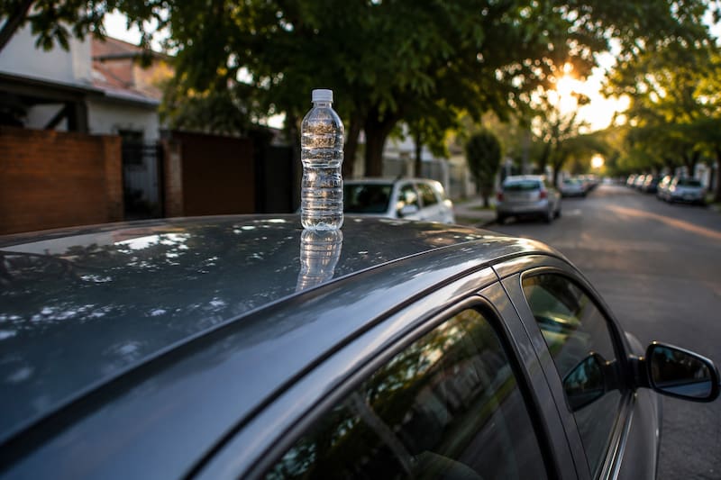 Llevar una botella de plástico sobre el techo del auto | Qué significa y por qué algunos conductores lo hacen.
