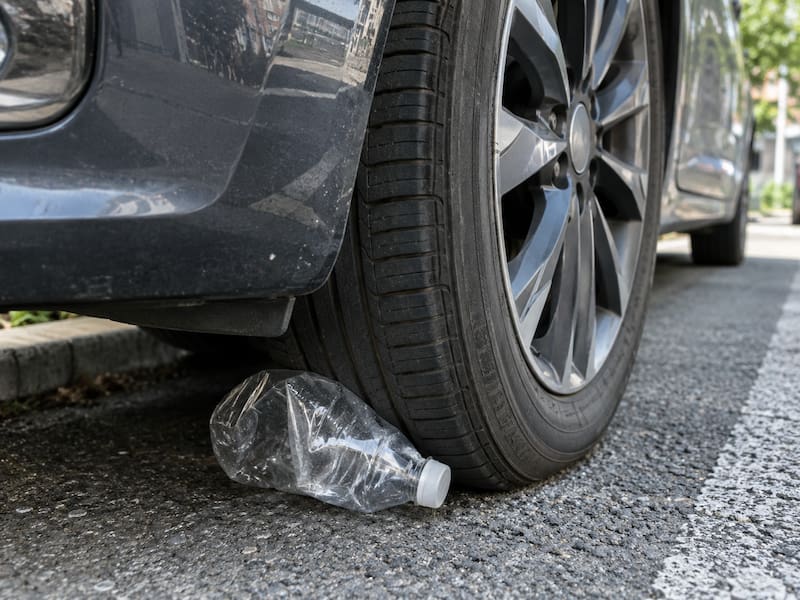 Alerta para conductores | Si encuentras una botella en la rueda del coche, no bajes sin hacer esto primero (foto: ChatGPT)