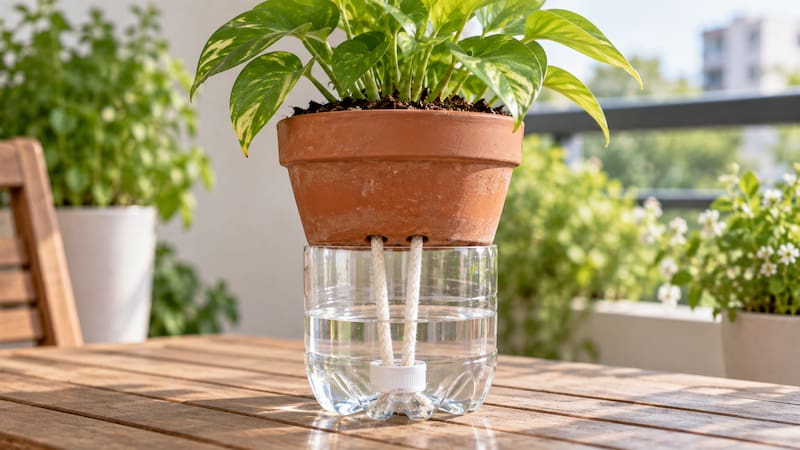 Los cordones absorben el agua y la trasladan poco a poco hacia el sustrato. De esta manera, ayudan a conservar la humedad y reducen el riesgo de que la planta se marchite por falta de agua.