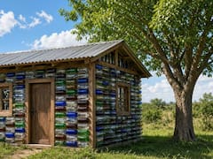 Una familia creó su propia casa con botellas de plástico repletas de arena: por qué es mejor que la de ladrillo y cemento