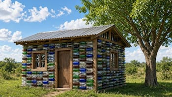 Una familia creó su propia casa con botellas de plástico repletas de arena: por qué es mejor que la de ladrillo y cemento