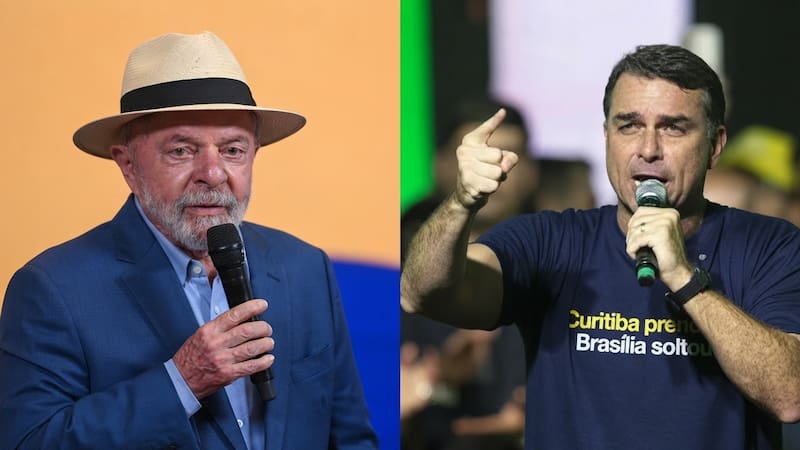 Luiz Inácio Lula da Silva (i), y Flávio Bolsonaro, candidatos a la Presidencia de Brasil. EFE/André Borges/Hedeson Alves