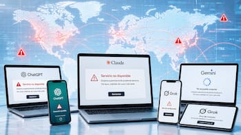 Caída global de la inteligencia artificial: ChatGPT, Claude y Gemini registran problemas al mismo tiempo
