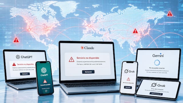Caída global de la inteligencia artificial: ChatGPT, Claude y Gemini registran problemas al mismo tiempo