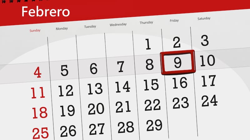 Calendar 2024, deadline, day, month, page, organizer, date, February, friday, number 9.