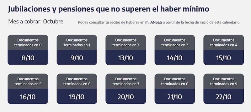 Calendario completo de jubilaciones y pensiones que no superen el haber mínimo. (Foto: ANSES)