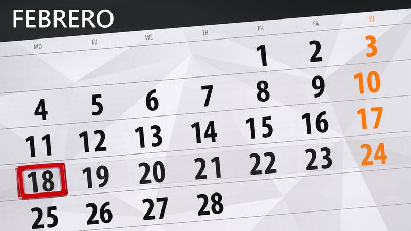 Calendar planner for deadline day, 18, monday