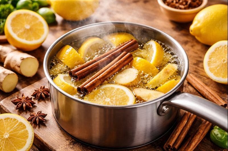 The mix of cinnamon, olive oil, and lemon peel became a trend because it helps fragrance spaces naturally, taking advantage of the properties and intense scents of these everyday ingredients. Image: ChatGPT.
