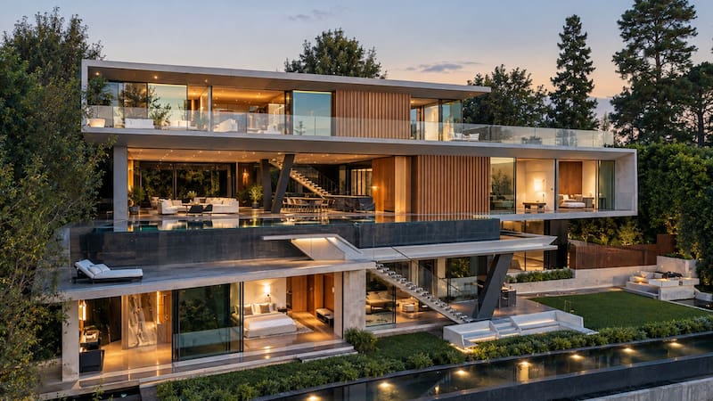 A developer bought a Bel Air lot for about $3 million in 2017 and spent nine years building a brutalist mansion.