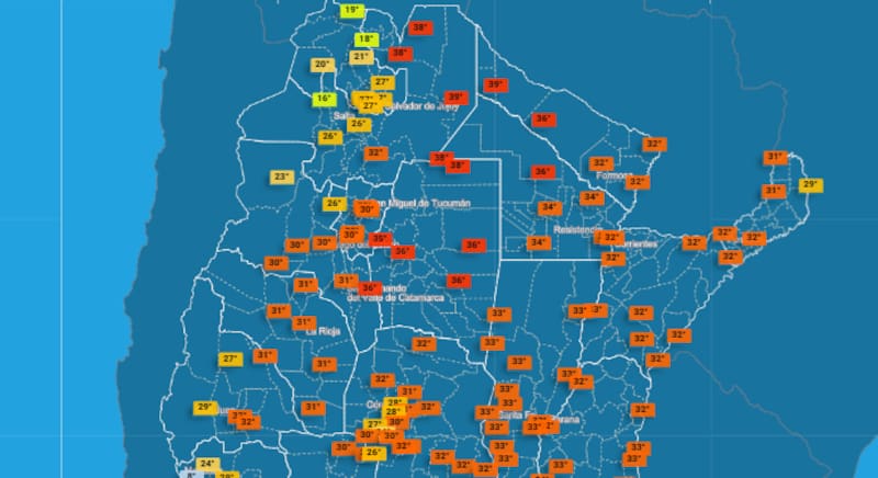 Pronóstico de temperaturas del SMN.