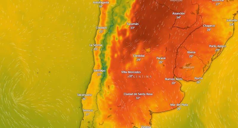 El pico de la ola de calor se dará el viernes 28 de noviembre, con temperaturas que podrían alcanzar los 40°C en varias provincias.