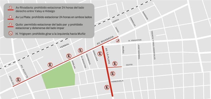 Desde el 15 de septiembre, quedará prohibido estacionar las 24 horas sobre ambas manos de avenida La Plata, entre Chaco/Quito y avenida Rivadavia.