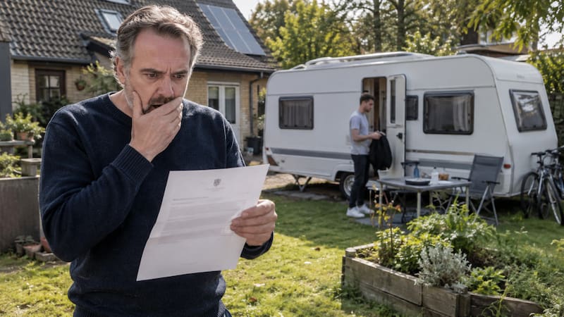 Puso una caravana en el jardín para alojar a su hijo y cuatro meses después recibió una carta del Ayuntamiento: qué ocurrió (foto: ChatGPT)