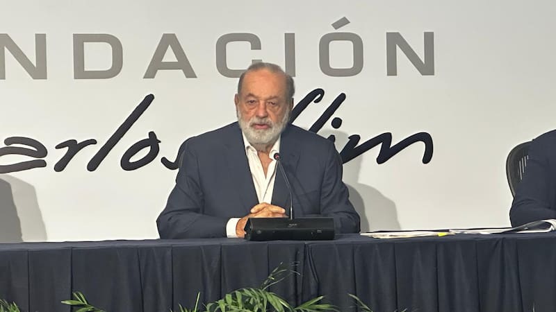 Carlos SLim Helú en su conferencia de prensa en mayo de 2026.