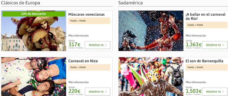 El Corte Inglés ofrece descuentos para viajar al Carnaval de Venecia.