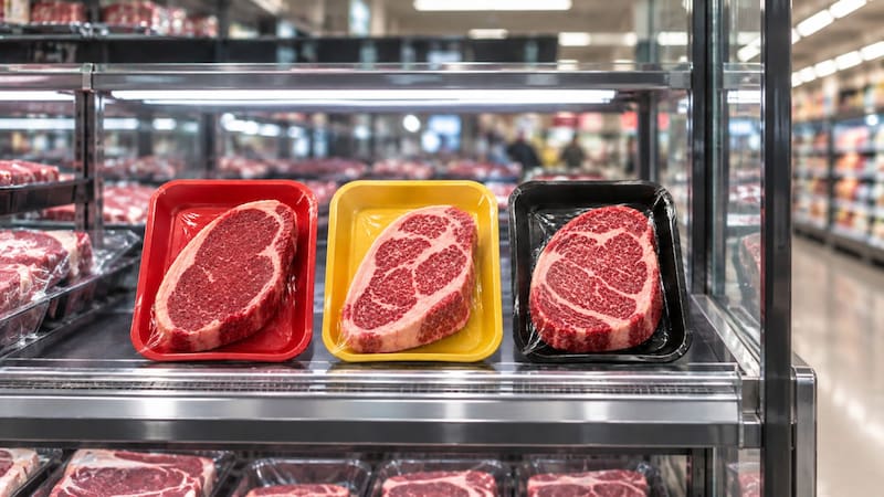 Color de la bandeja de la carne en los supermercados: qué significa cada uno y cuál conviene comprar.