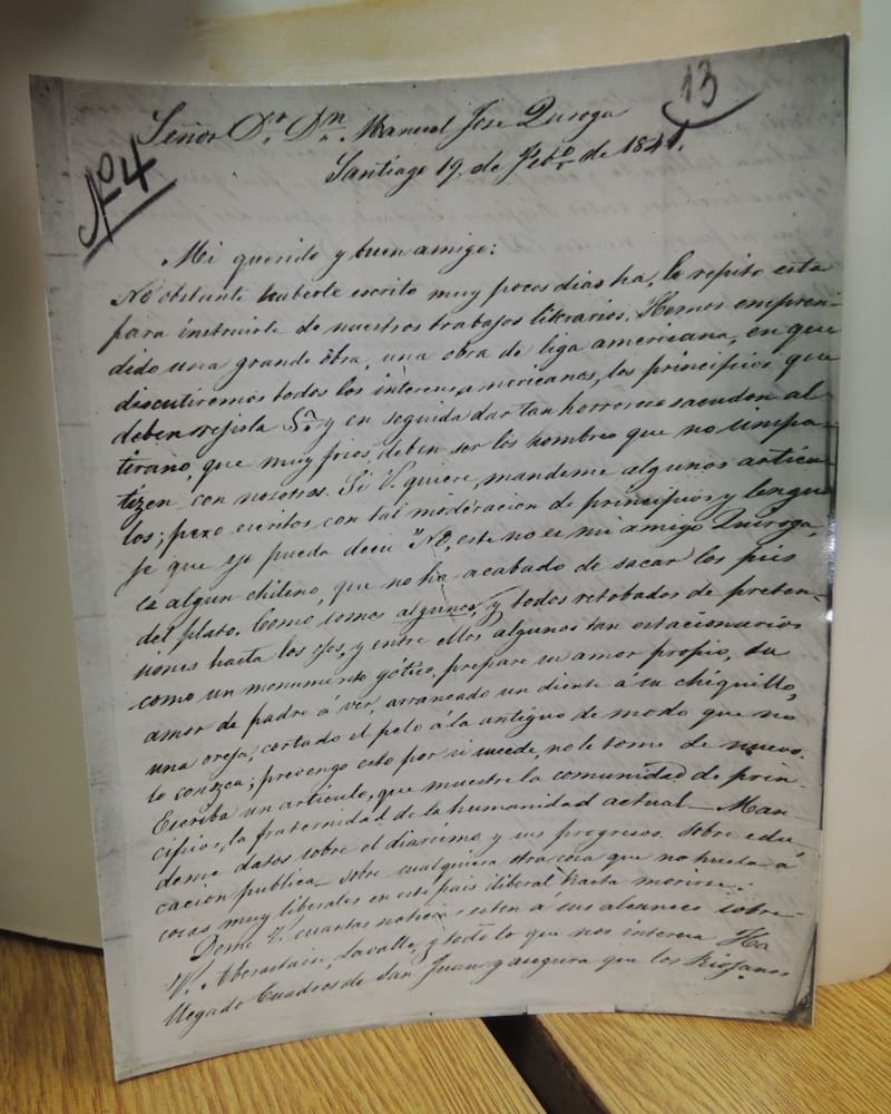 Parte de la carta que Sarmiento le envió a Quiroga durante su exilio. (Foto: Argentina.gob)