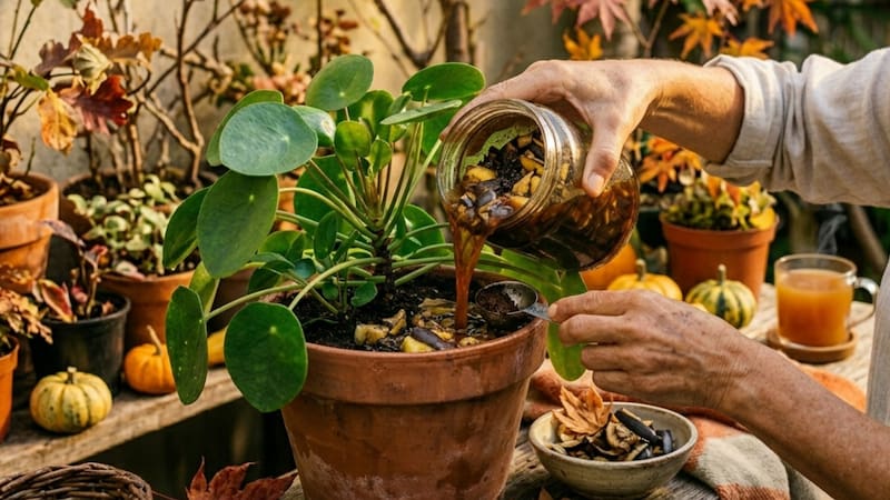Café, banana y agua es la ‘bomba’ de potasio para tus plantas. Foto: Gemini.