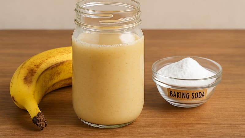 Cáscara de banana y agua con bicarbonato: por qué recomiendan esta mezcla y para qué sirve. (Fuente: Representación creada con IA)