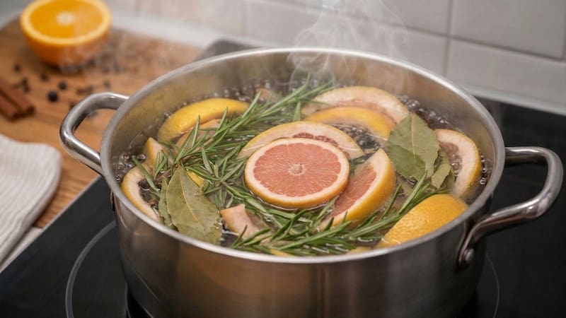Esta preparación casera combina tres ingredientes aromáticos que, al hervirse en agua, desprenden sus fragancias naturales.