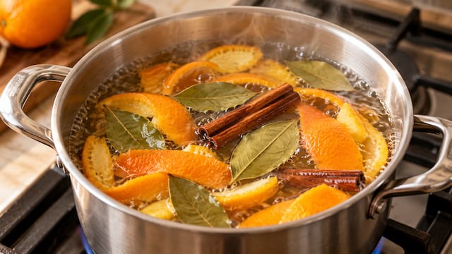 Para qué sirve hervir cáscaras de naranja con hojas de laurel y canela: cómo usar este aromatizante casero