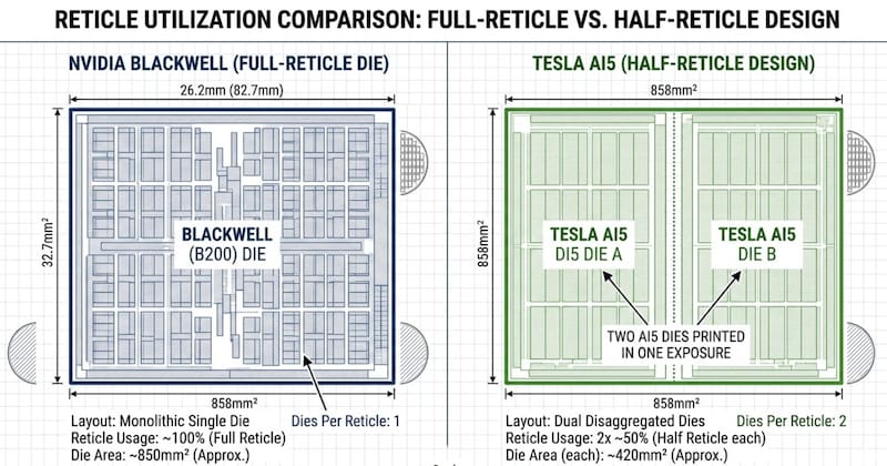 "Si Tesla alcanza sus objetivos de computación y eficiencia con AI5 en este formato de media retícula, será casi como reducir a la mitad los requisitos de fabricación. Y esto tiene un gran impacto en Terafab, especialmente si se mantiene para AI6, AI7, etc", dijo Phil Beisel.