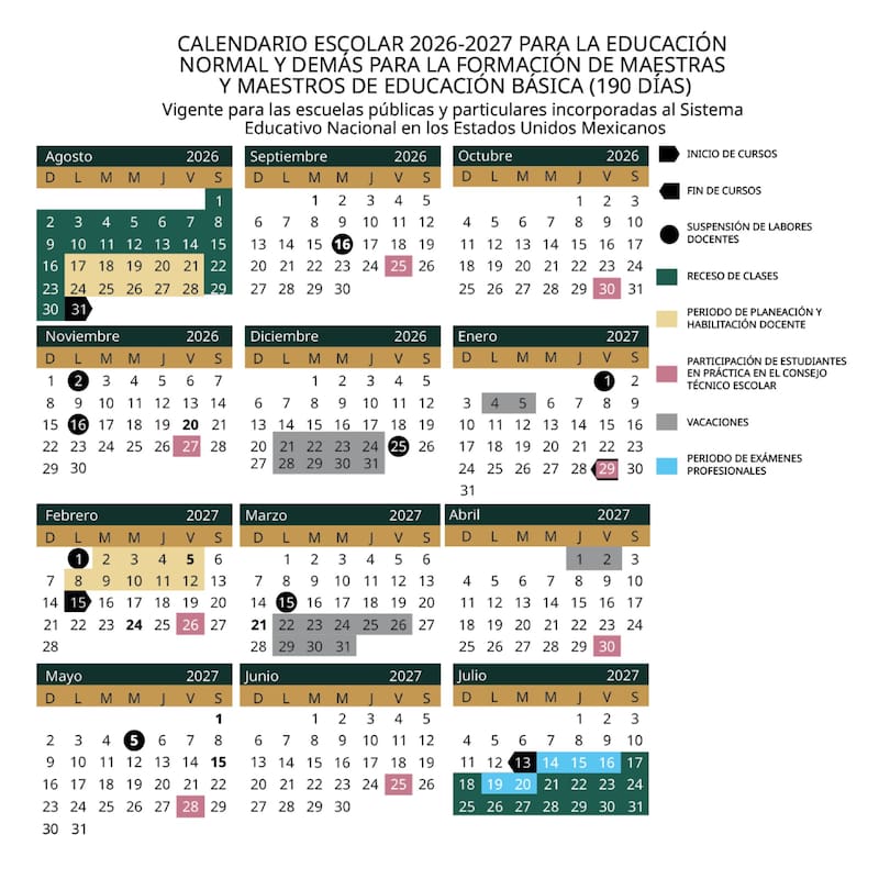 Calendario escolar 2026-2027. Todas las fechas