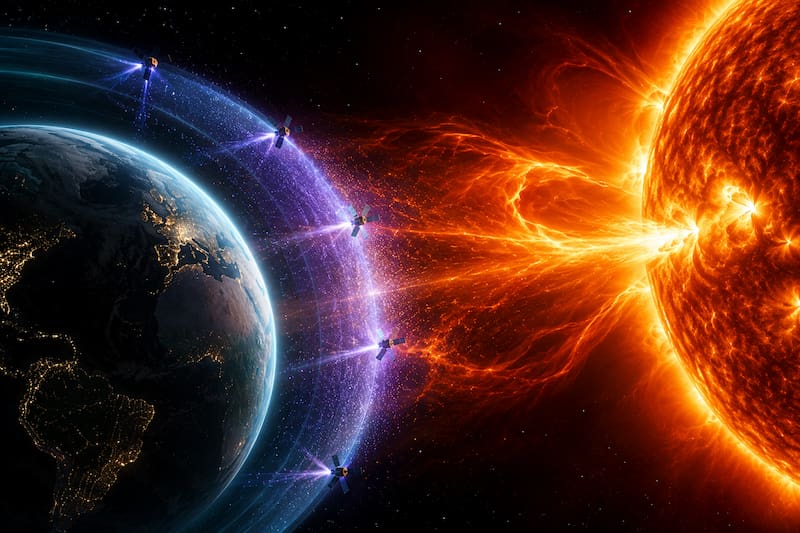 Un grupo de investigadores analiza una inédita estrategia para reducir el impacto de las tormentas solares y evitar daños en satélites, comunicaciones e infraestructuras críticas.